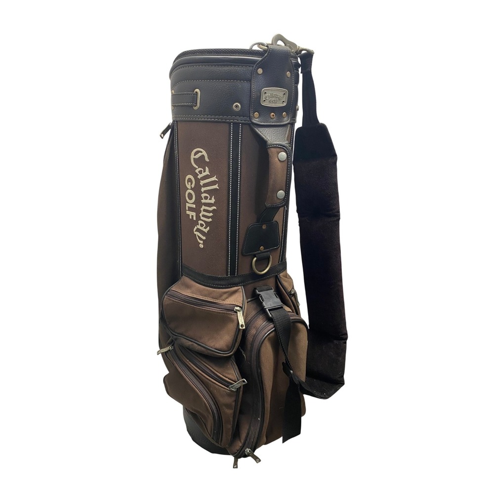 Callaway Golf Cart Bag Mens OS Brown Good 6-Way Divider Canvas Faux Leather